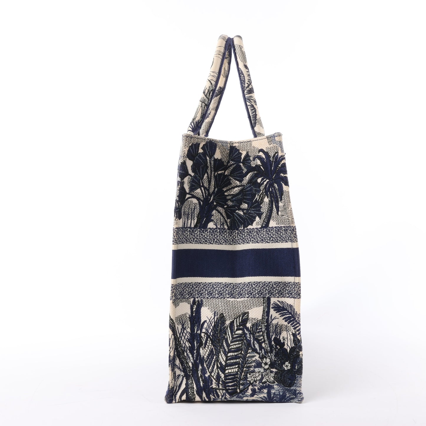 Christian Dior Book Tote, große Canvas-Tragetasche in Marineblau
