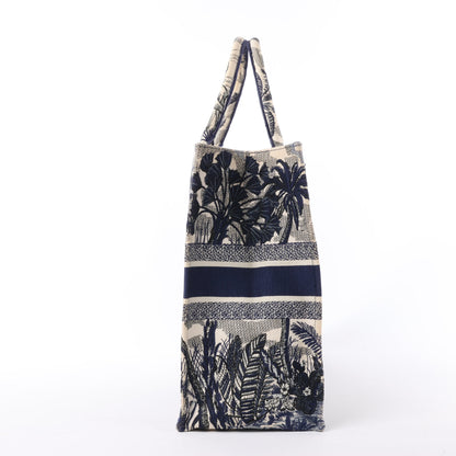 Christian Dior Book Tote, große Canvas-Tragetasche in Marineblau