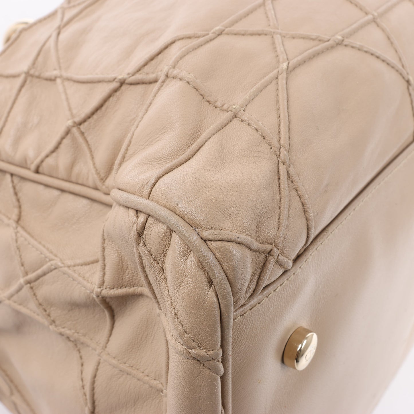 Christian Dior Granville Cannage Lederhandtasche in Beige