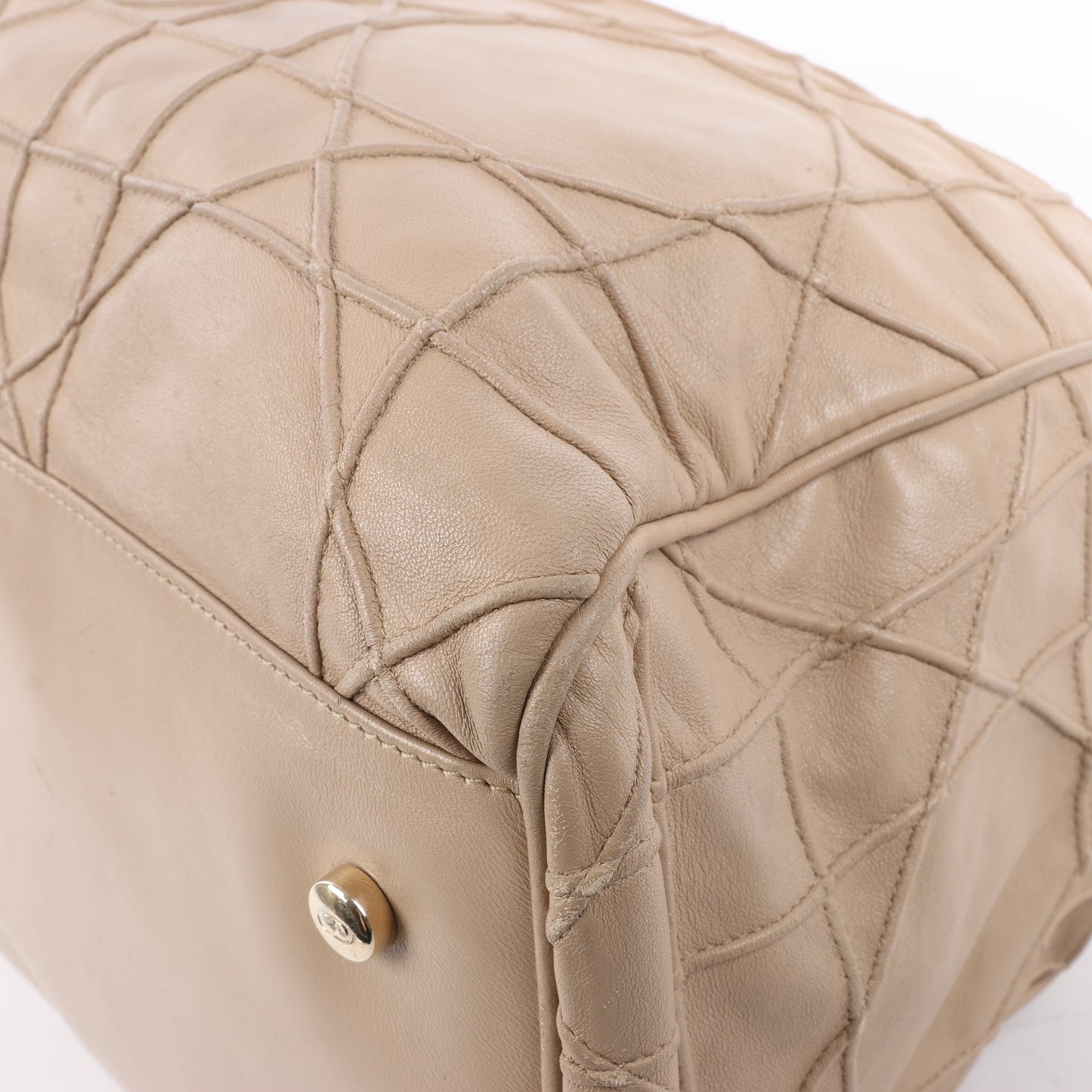 Christian Dior Granville Cannage Lederhandtasche in Beige