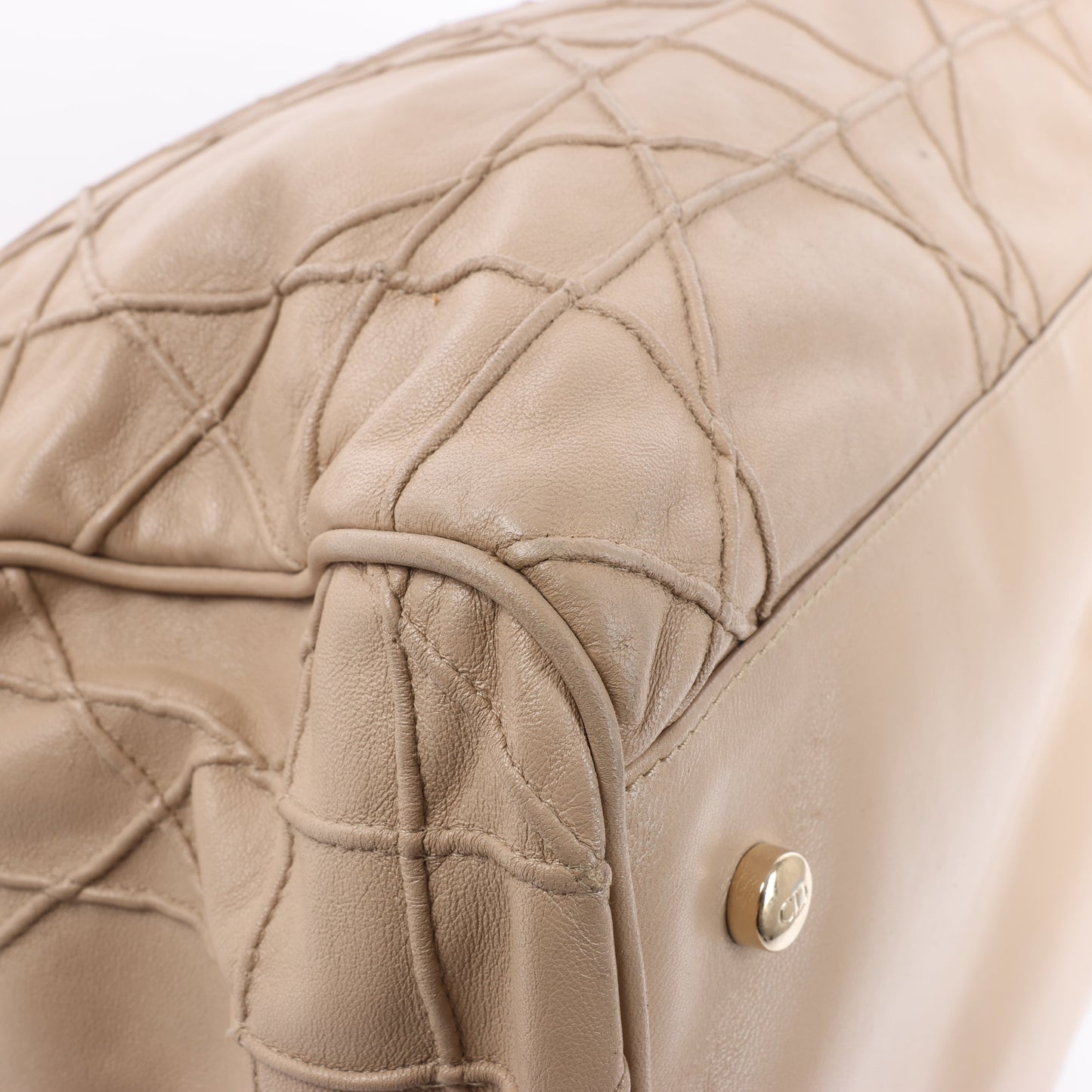 Christian Dior Granville Cannage Lederhandtasche in Beige