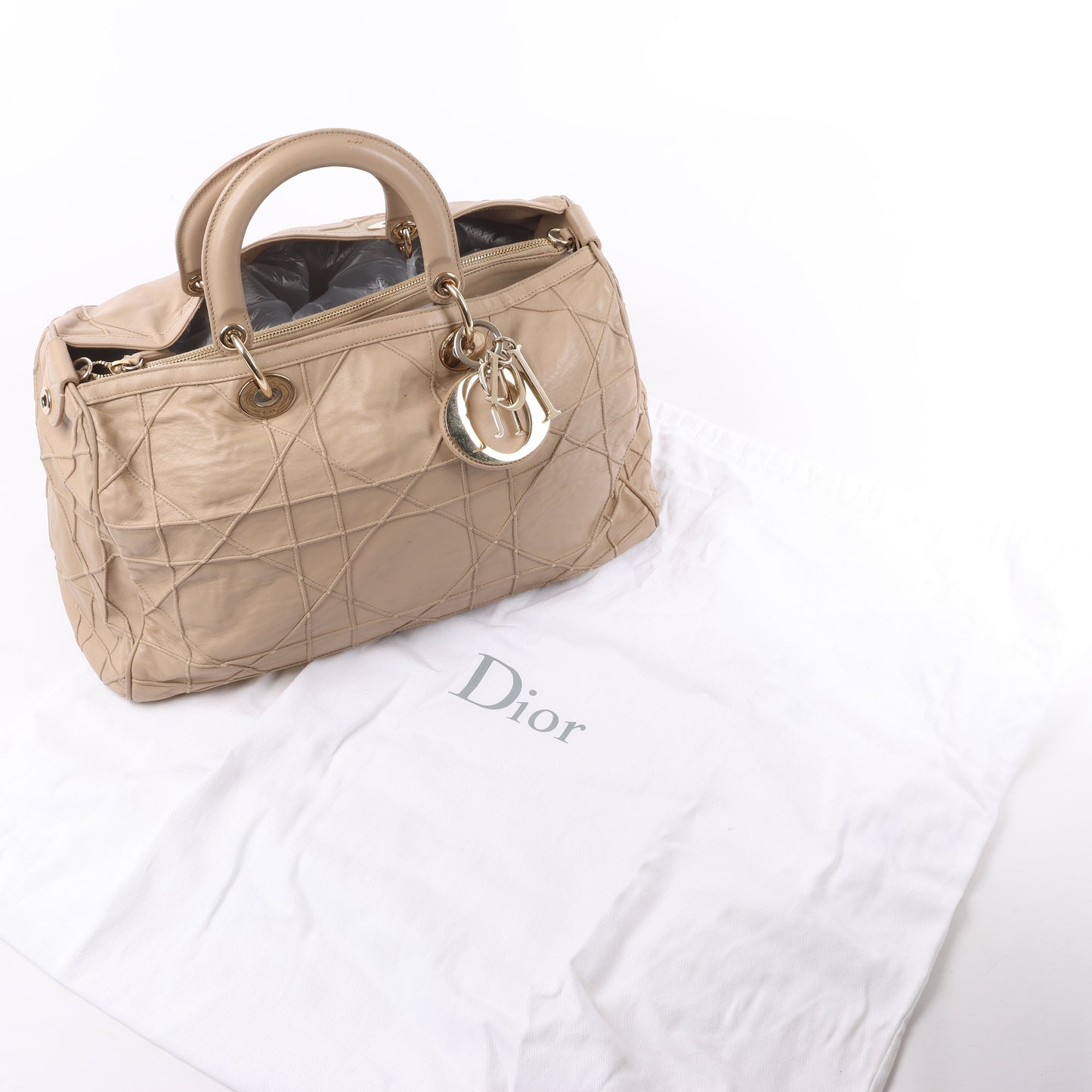 Christian Dior Granville Cannage Lederhandtasche in Beige