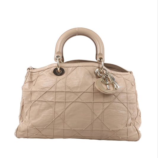 Christian Dior Granville Cannage Lederhandtasche in Beige