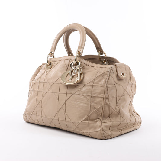 Christian Dior Granville Cannage Lederhandtasche in Beige