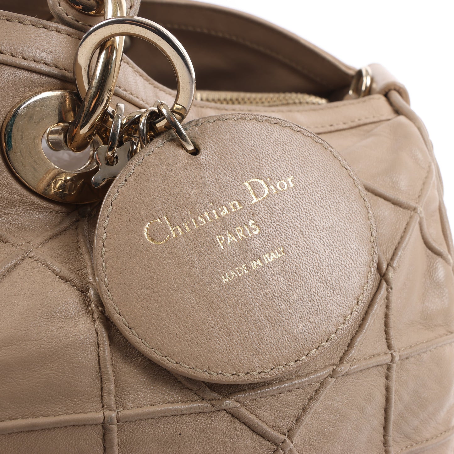 Christian Dior Granville Cannage Lederhandtasche in Beige