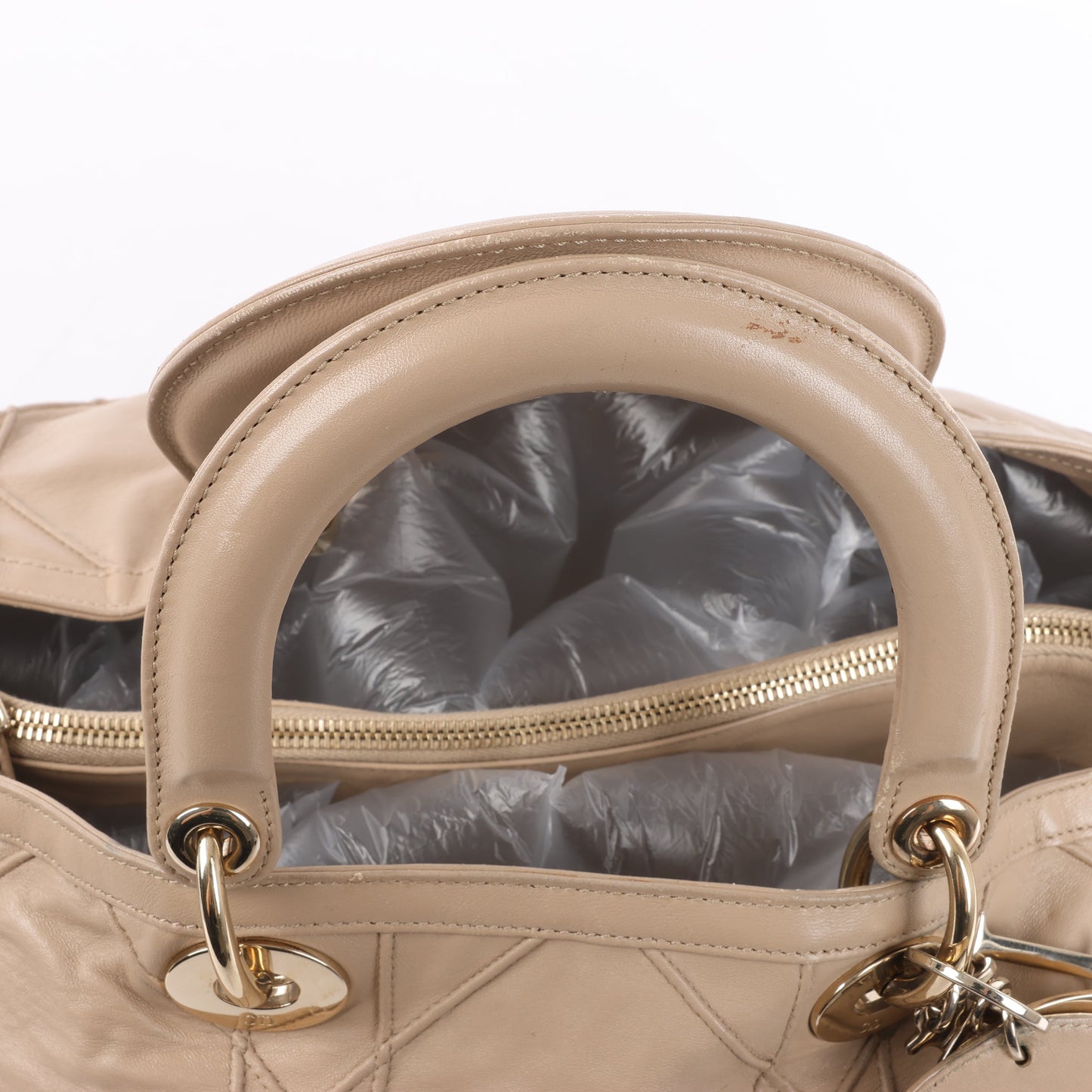Christian Dior Granville Cannage Lederhandtasche in Beige