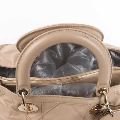 Christian Dior Granville Cannage Lederhandtasche in Beige