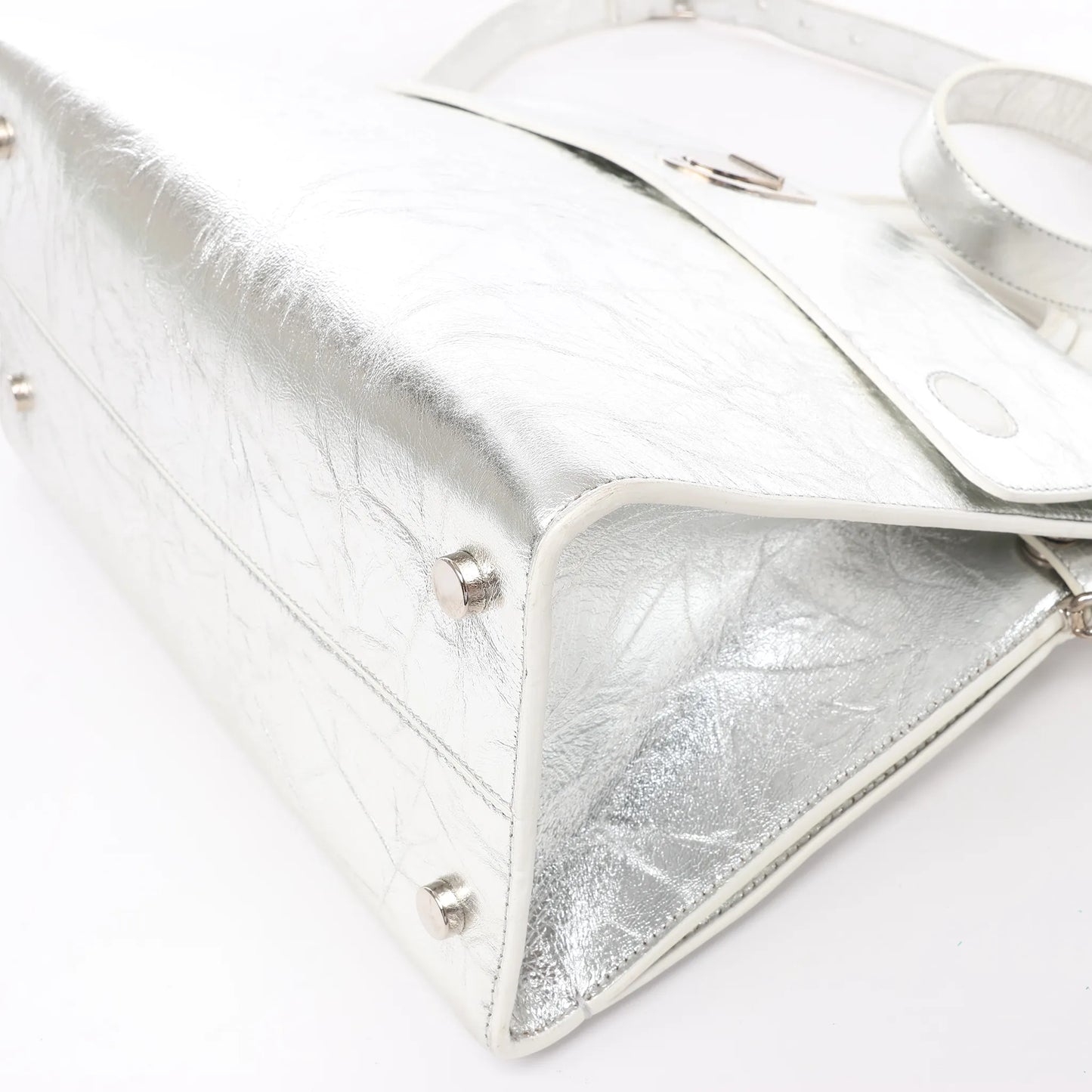 Christian Dior Diorever Medium Leather 2Way Handbag in Silver
