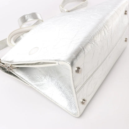 Christian Dior Diorever Medium Leather 2Way Handbag in Silver