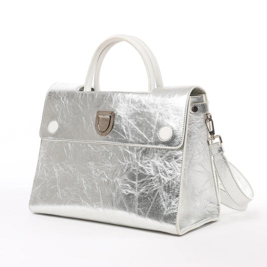 Sac à main Christian Dior Diorever Medium en cuir argenté