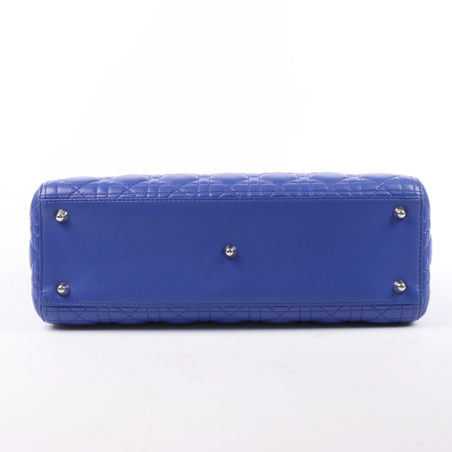 Christian Dior – Große Handtasche „Lady Dior“ aus blauem Leder „Cannage“
