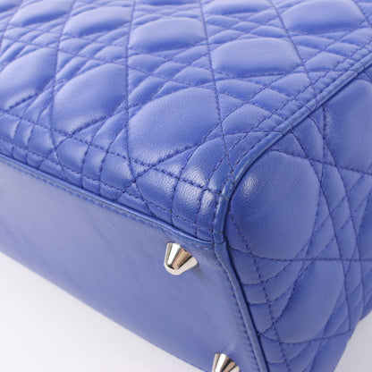 Christian Dior – Große Handtasche „Lady Dior“ aus blauem Leder „Cannage“