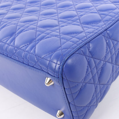 Christian Dior – Große Handtasche „Lady Dior“ aus blauem Leder „Cannage“