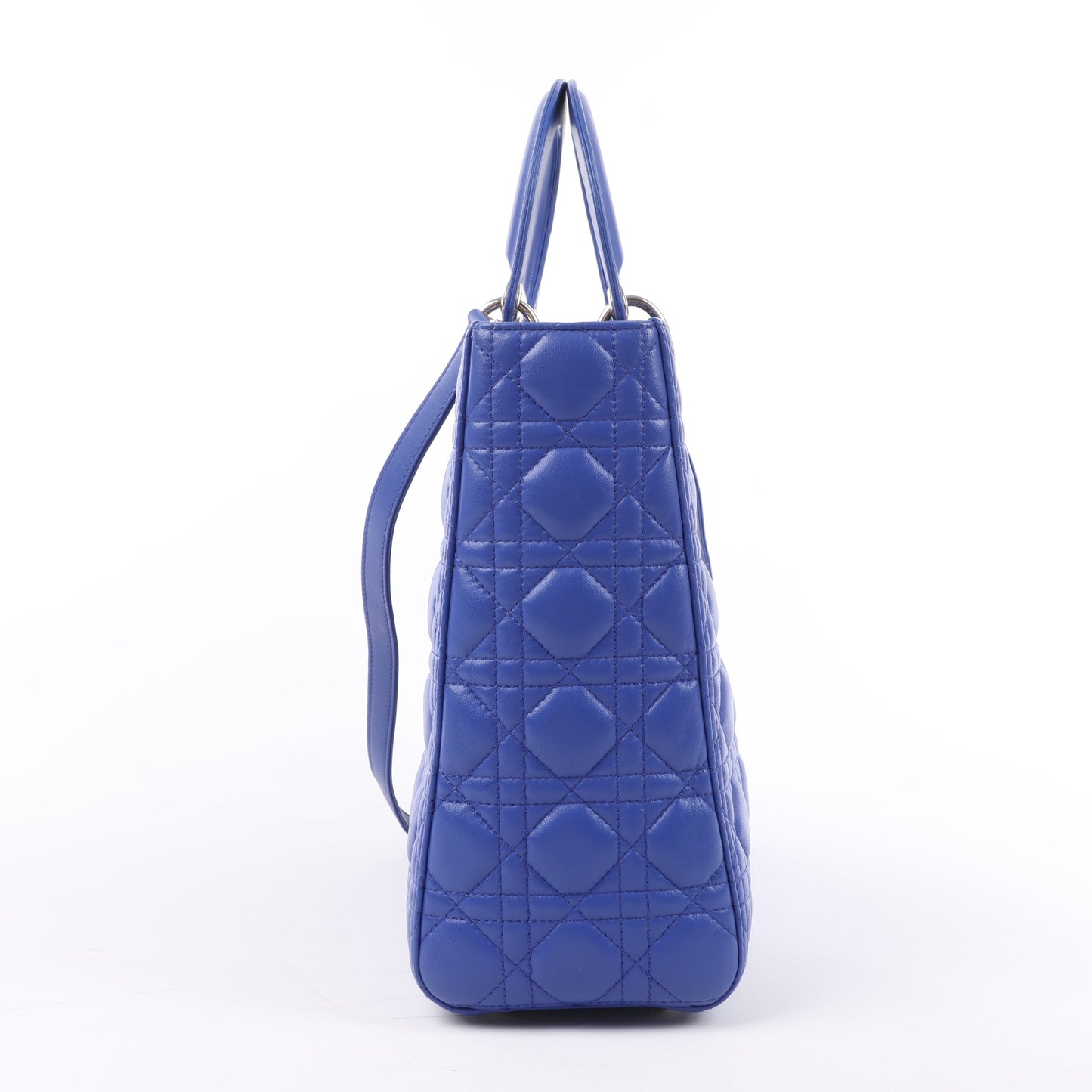 Christian Dior – Große Handtasche „Lady Dior“ aus blauem Leder „Cannage“