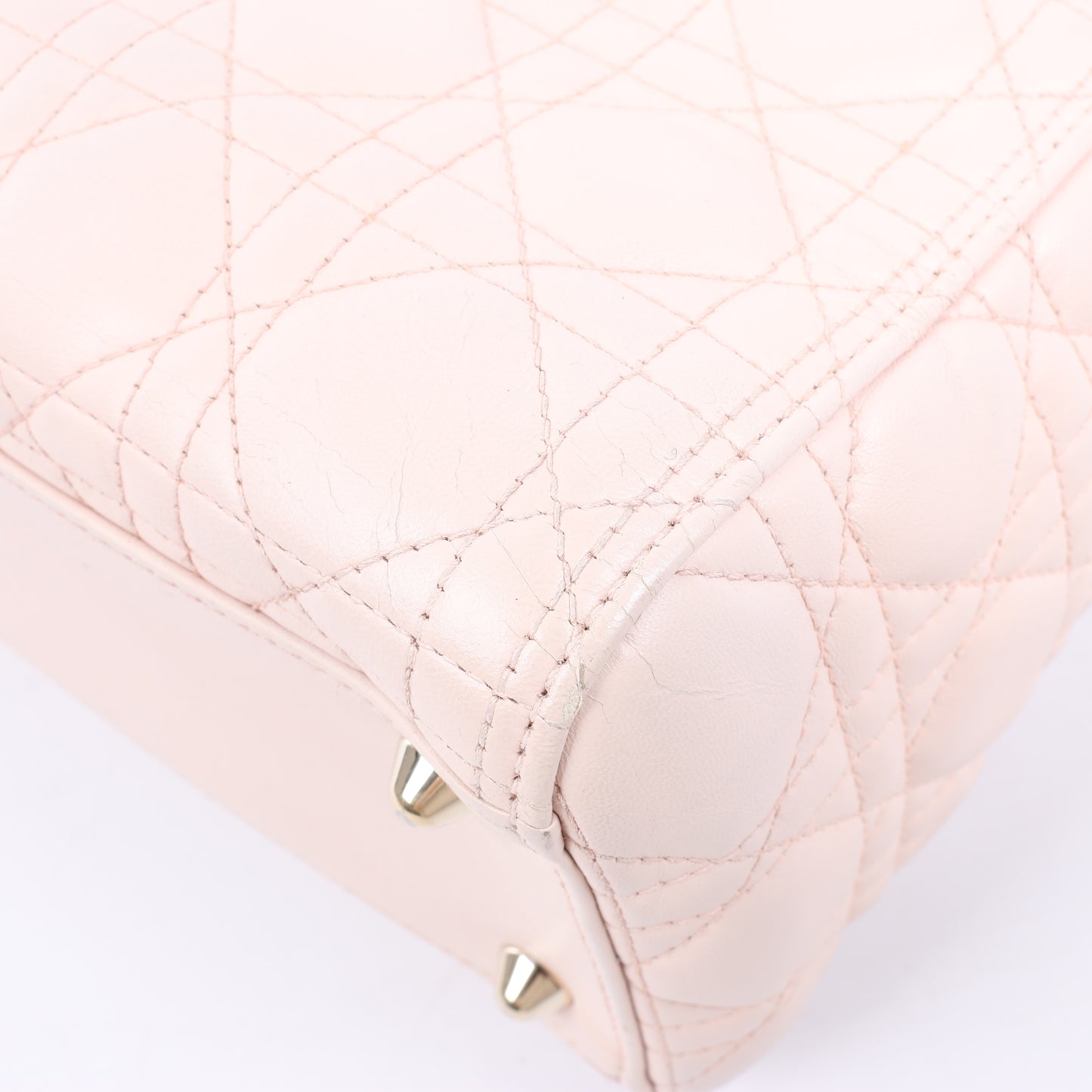 Christian Dior Lady Dior Cannage Große 2-Wege-Handtasche aus Leder in Hellrosa