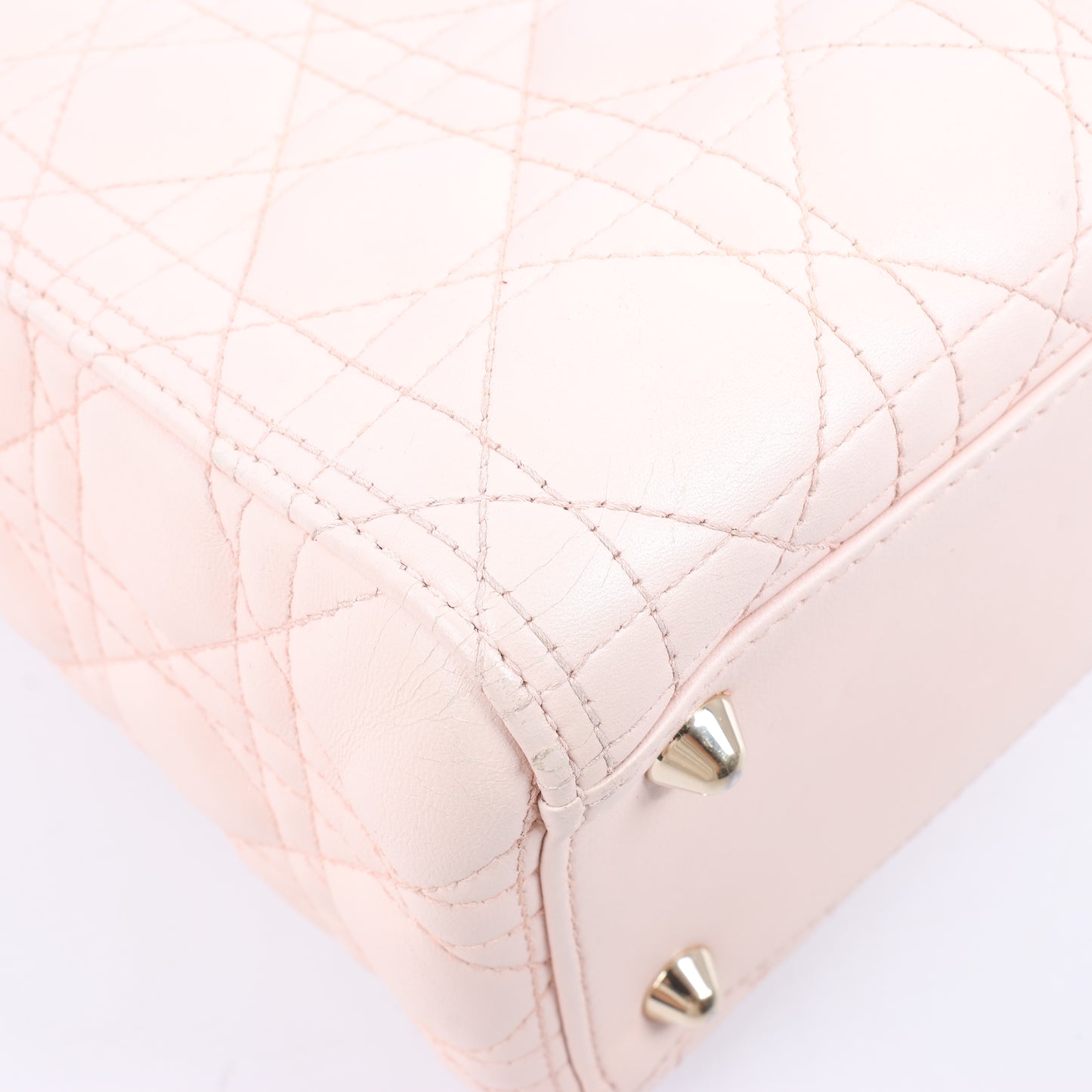 Christian Dior Lady Dior Cannage Große 2-Wege-Handtasche aus Leder in Hellrosa
