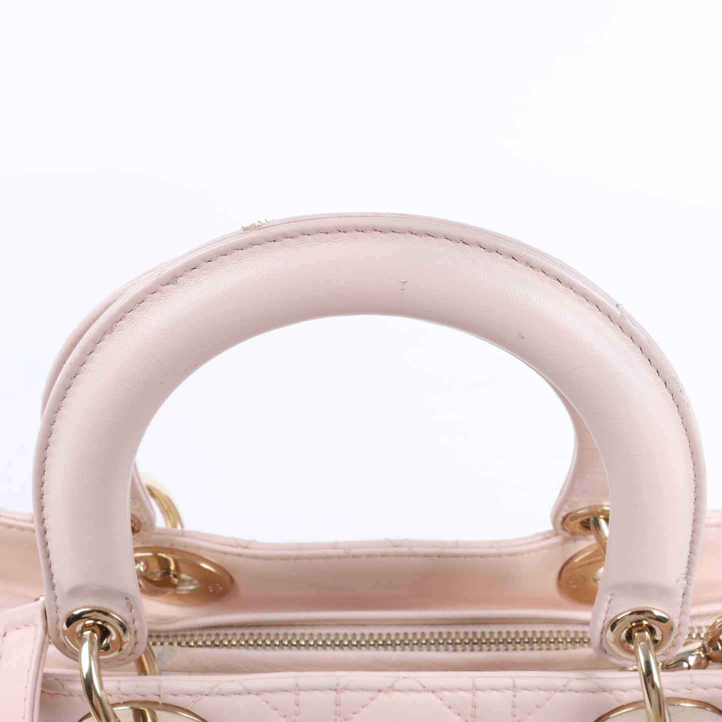 Christian Dior Lady Dior Cannage Große 2-Wege-Handtasche aus Leder in Hellrosa