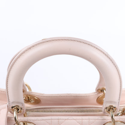 Christian Dior Lady Dior Cannage Große 2-Wege-Handtasche aus Leder in Hellrosa