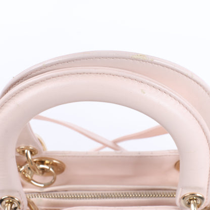 Christian Dior Lady Dior Cannage Große 2-Wege-Handtasche aus Leder in Hellrosa