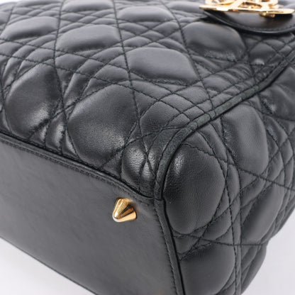 Christian Dior Lady Dior Cannage Leder Mittlere 2Way Handtasche in Schwarz