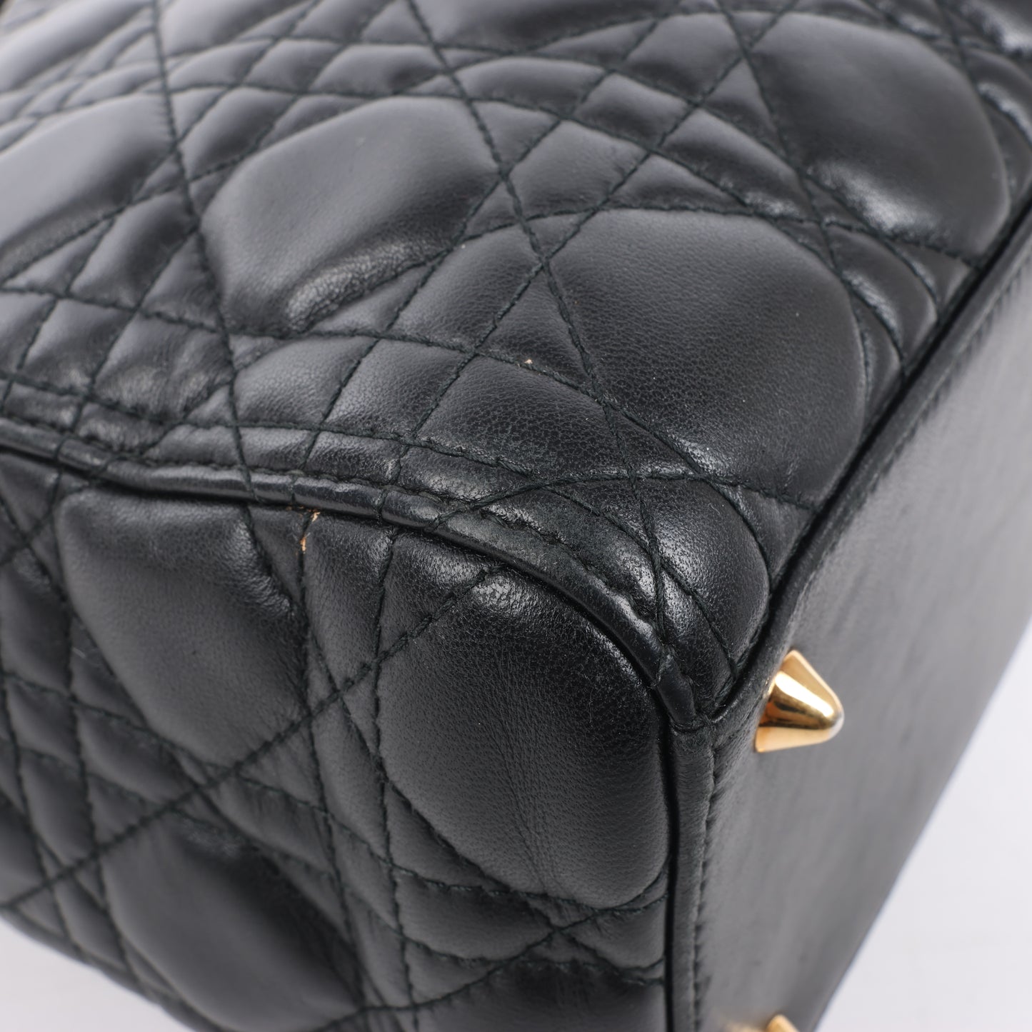Christian Dior Lady Dior Cannage Leder Mittlere 2Way Handtasche in Schwarz