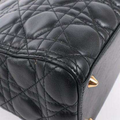 Christian Dior Lady Dior Cannage Leder Mittlere 2Way Handtasche in Schwarz