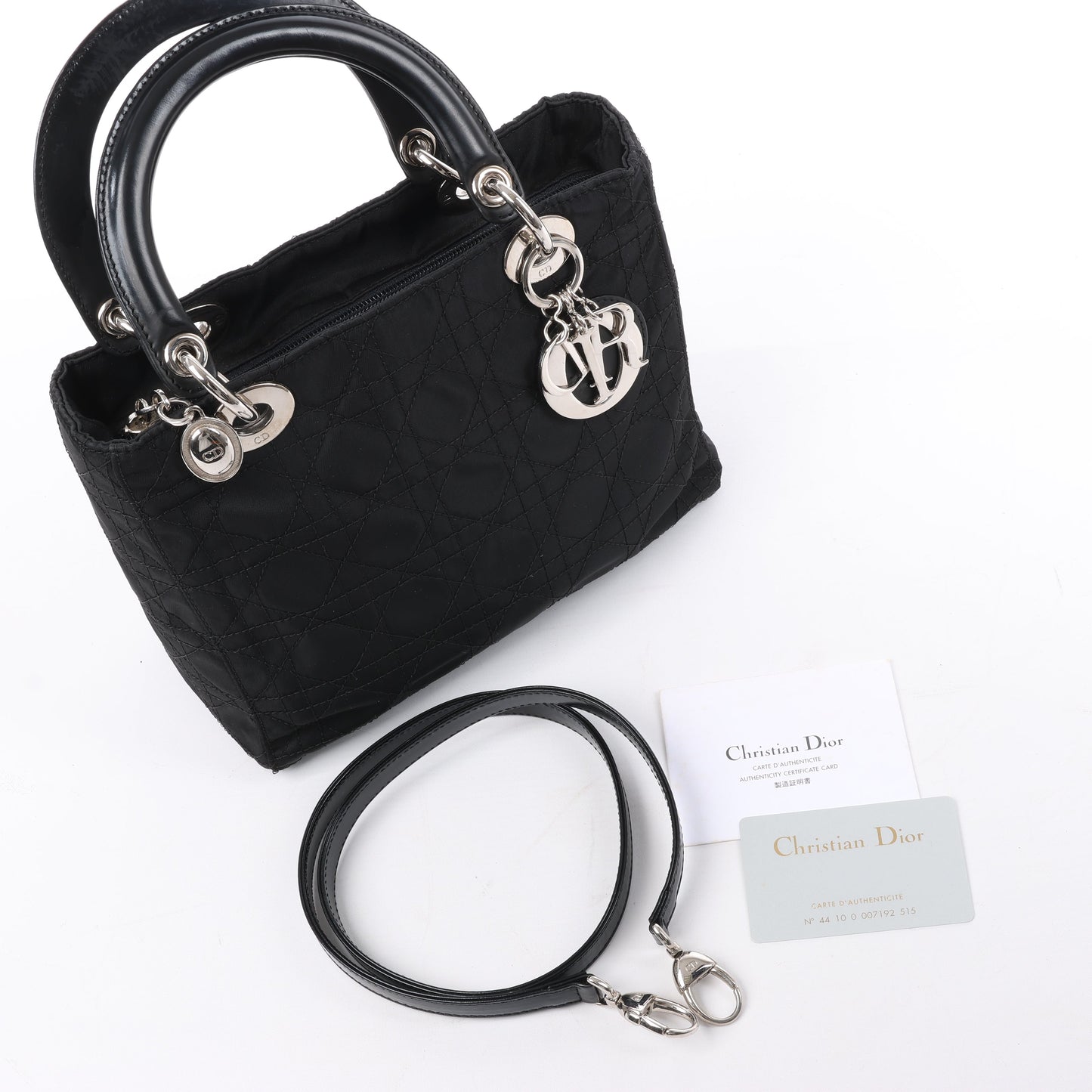 Christian Dior – Lady Dior – Cannage – Nylon-Handtasche in Schwarz