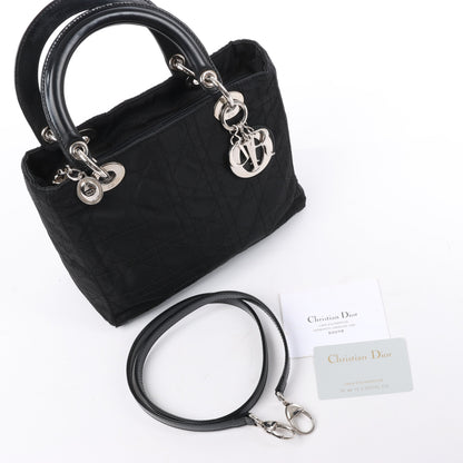 Christian Dior – Lady Dior – Cannage – Nylon-Handtasche in Schwarz