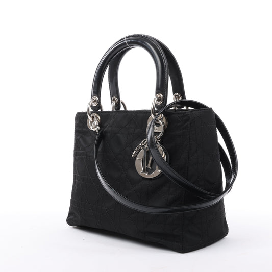 Christian Dior – Lady Dior – Cannage – Nylon-Handtasche in Schwarz