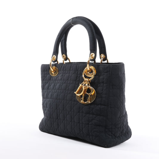 Christian Dior – Lady Dior – Cannage – Nylon-Handtasche in Schwarz