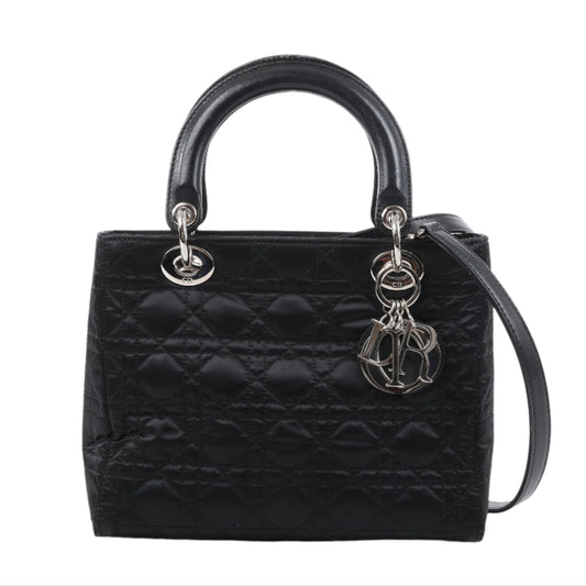 Christian Dior – Lady Dior – Cannage – Nylon-Handtasche in Schwarz