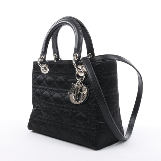 Christian Dior – Lady Dior – Cannage – Nylon-Handtasche in Schwarz