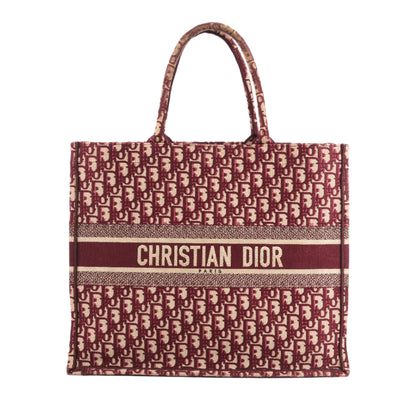 Christian Dior Book Tote Große, schräge Canvas-Umhängetasche in Burgunderrot