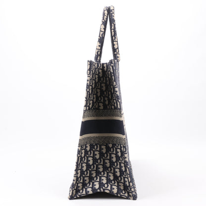 Christian Dior Oblique Book Tote Large Canvas Tote Bag in Navy Blue