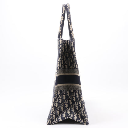Christian Dior Oblique Book Tote Large Canvas Tote Bag in Navy Blue