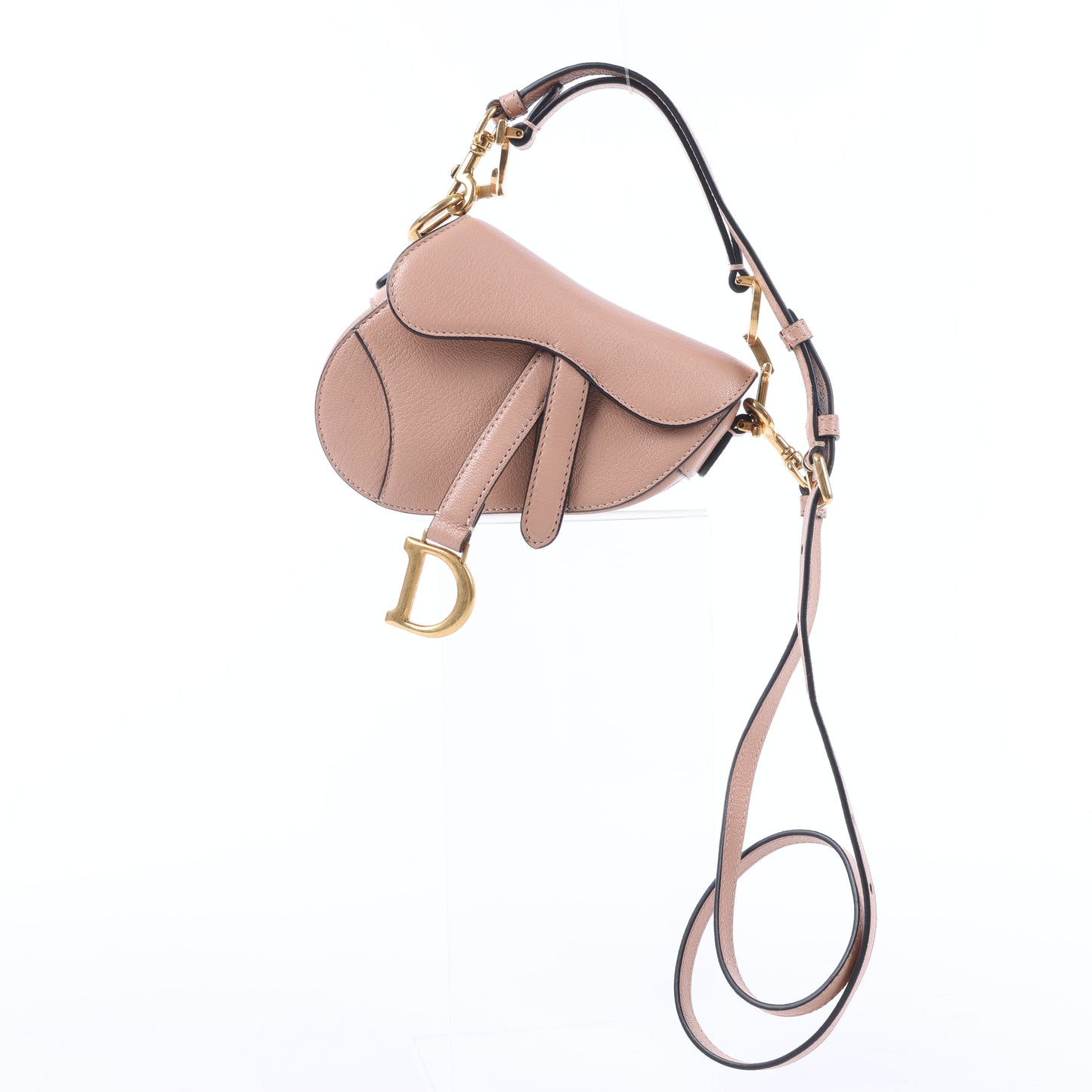 Christian Dior – Saddle Micro Bag – 2-Wege-Handtasche aus Leder in Blush