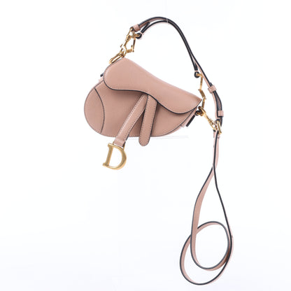 Christian Dior – Saddle Micro Bag – 2-Wege-Handtasche aus Leder in Blush