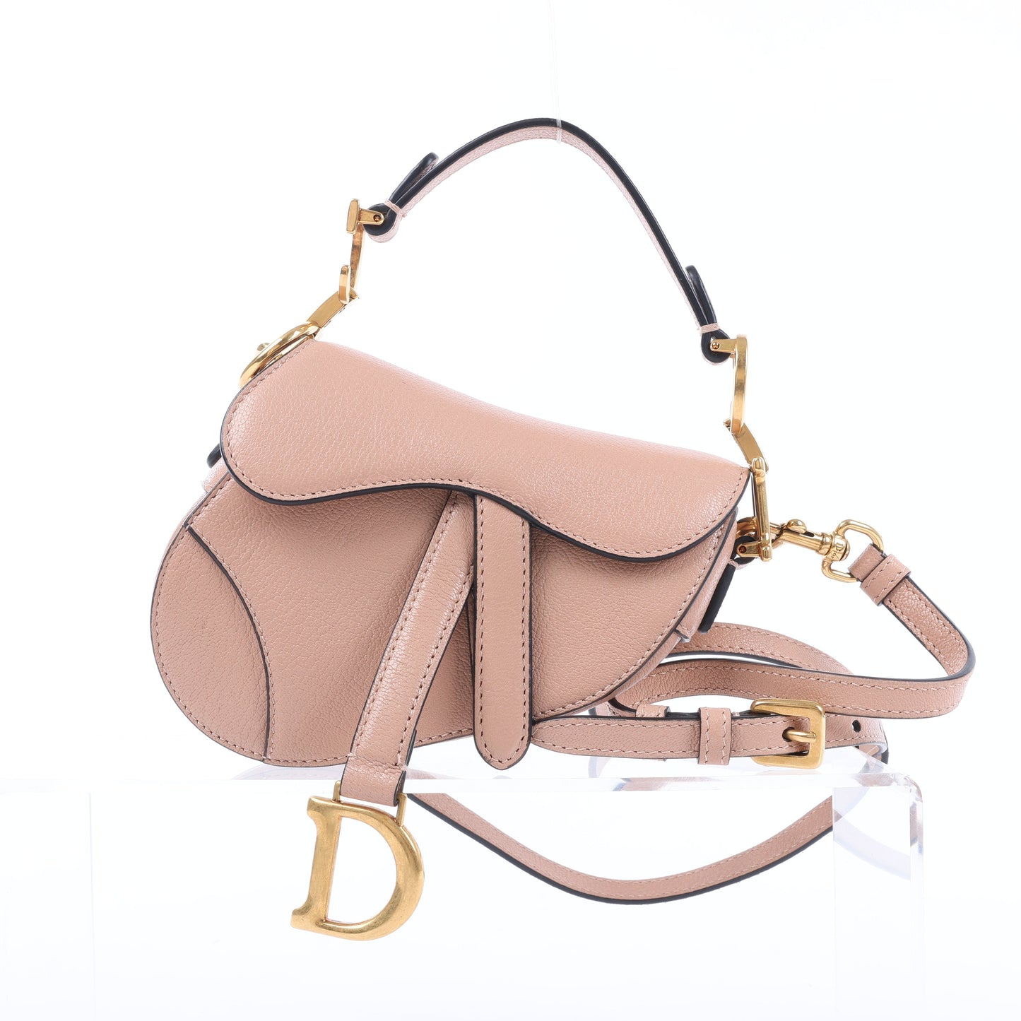 Christian Dior – Saddle Micro Bag – 2-Wege-Handtasche aus Leder in Blush