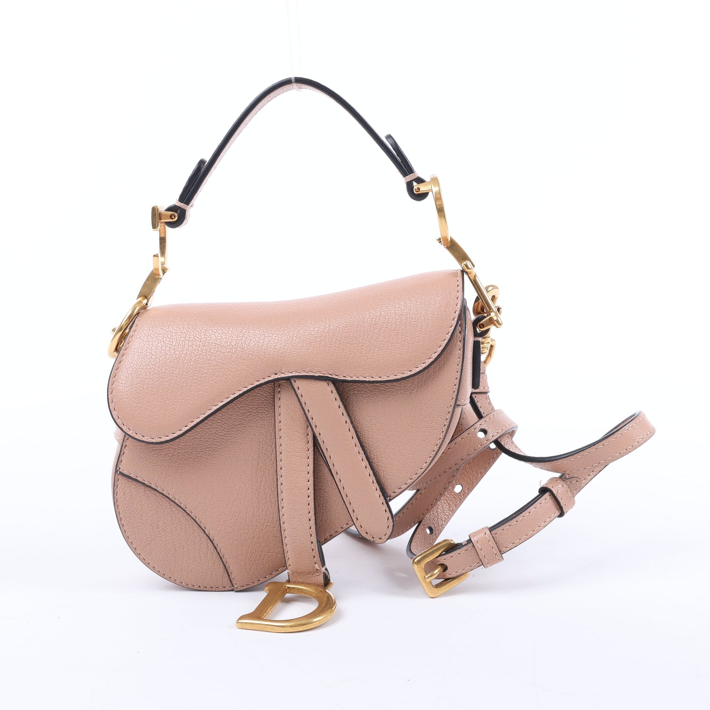 Christian Dior – Saddle Micro Bag – 2-Wege-Handtasche aus Leder in Blush