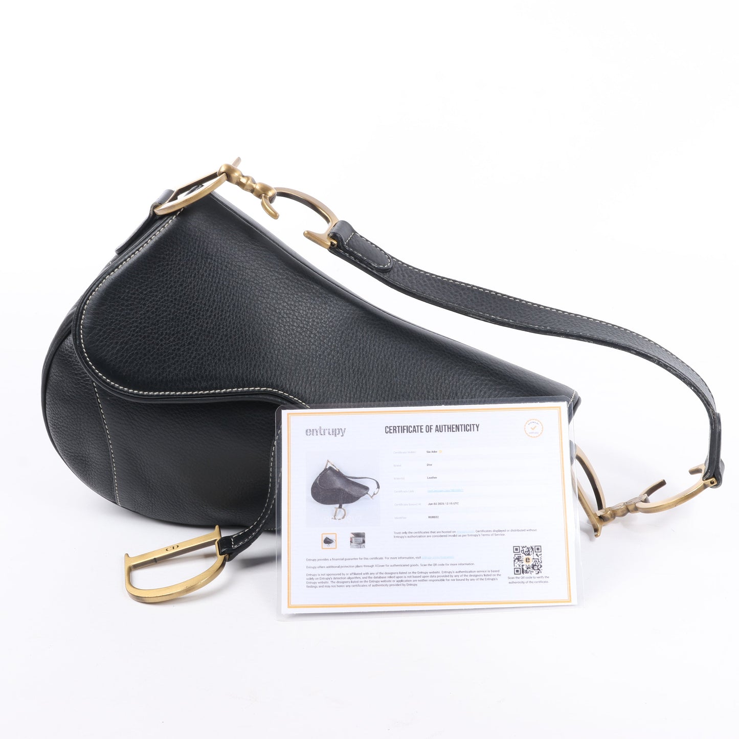 Christian Dior Saddle Classic Bag Leder 2Way Handtasche in Schwarz
