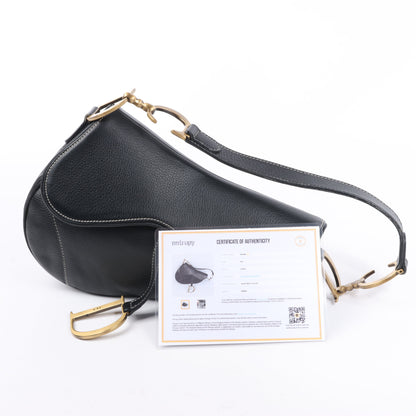 Christian Dior Saddle Classic Bag Leder 2Way Handtasche in Schwarz