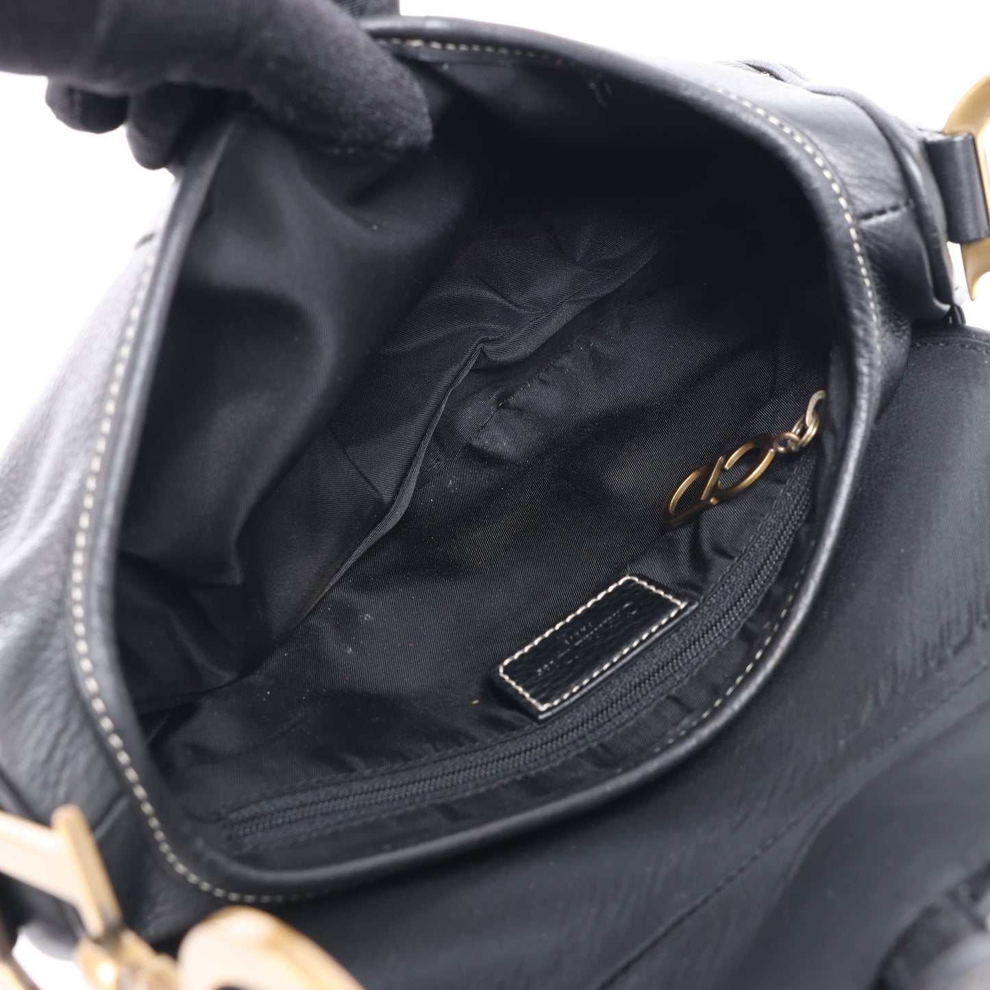 Christian Dior Saddle Classic Bag Leder 2Way Handtasche in Schwarz