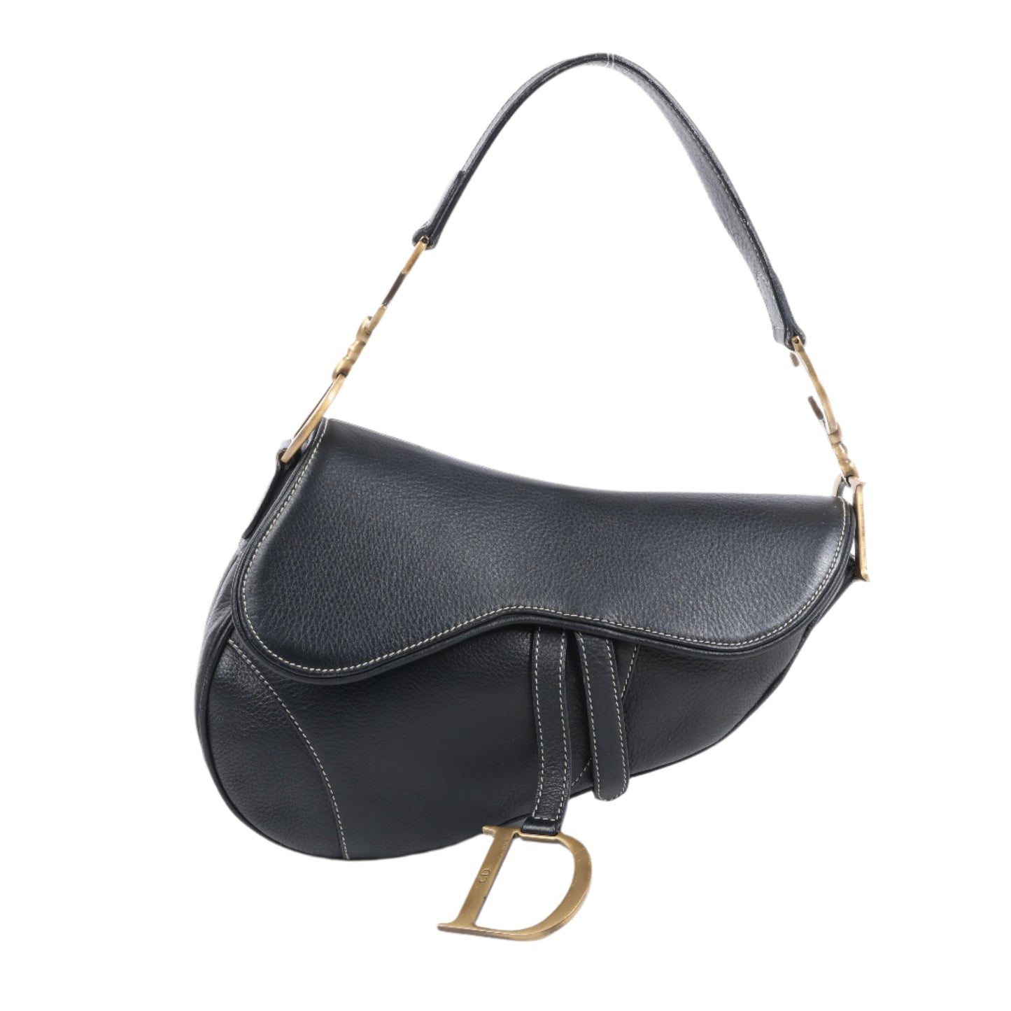 Christian Dior Saddle Classic Bag Leder 2Way Handtasche in Schwarz