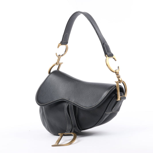 Christian Dior Saddle Classic Bag Leder 2Way Handtasche in Schwarz
