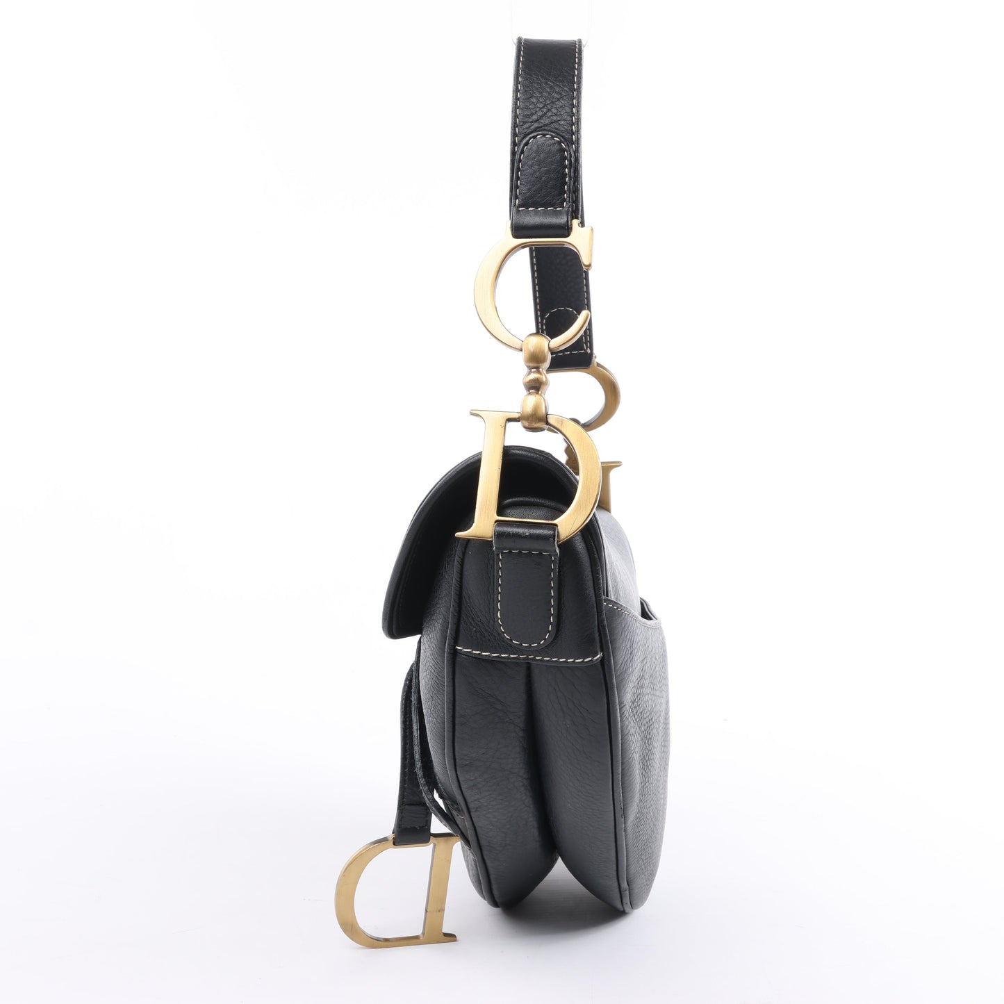Christian Dior Saddle Classic Bag Leder 2Way Handtasche in Schwarz