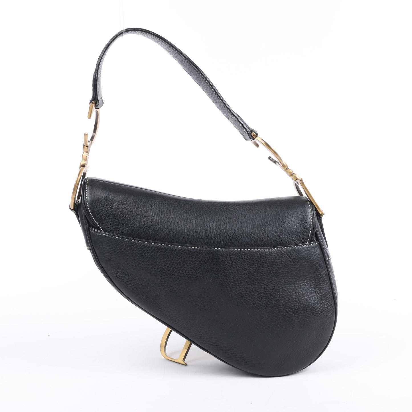 Christian Dior Saddle Classic Bag Leder 2Way Handtasche in Schwarz