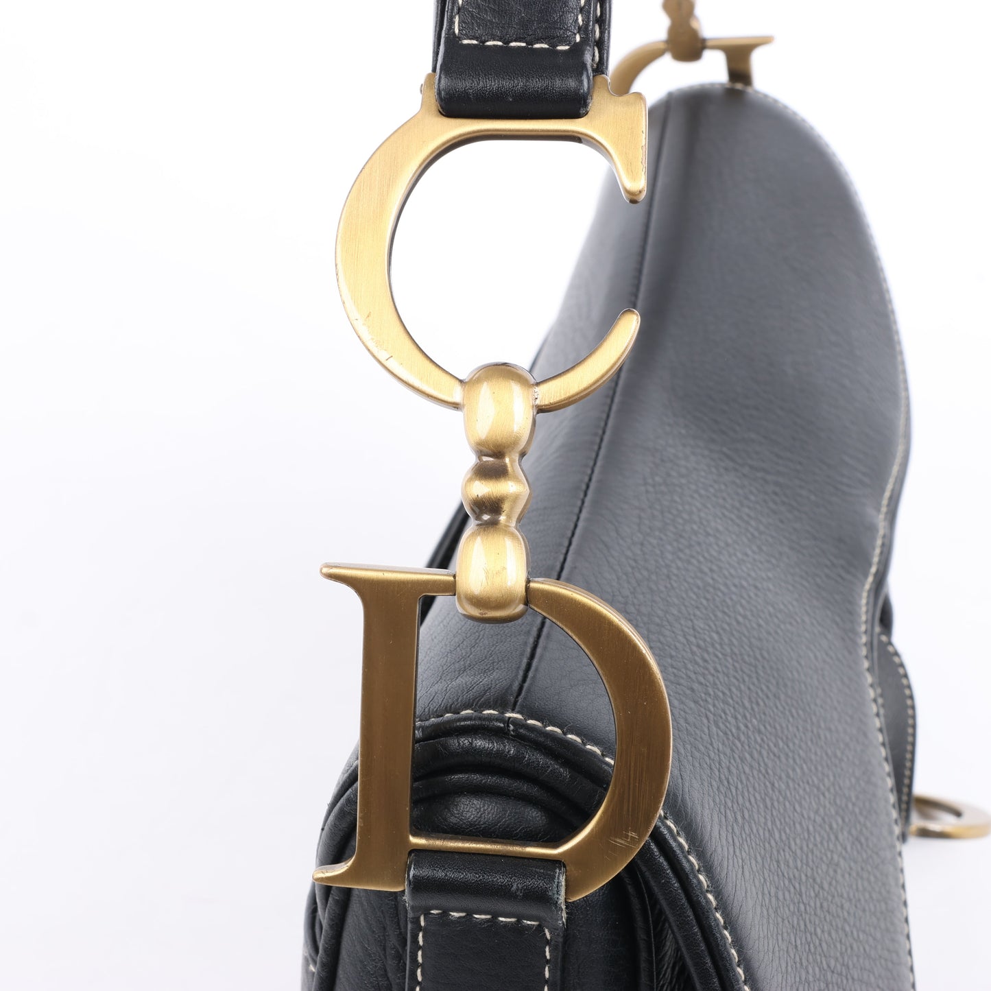 Christian Dior Saddle Classic Bag Leder 2Way Handtasche in Schwarz