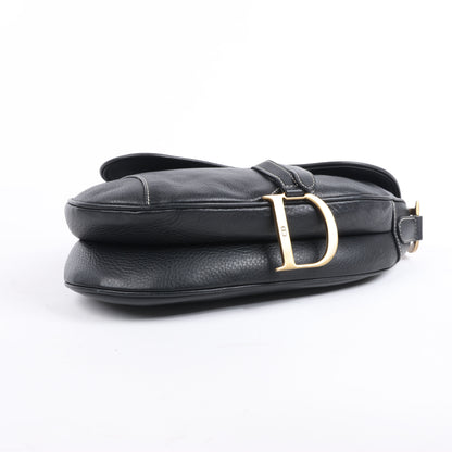 Christian Dior Saddle Classic Bag Leder 2Way Handtasche in Schwarz