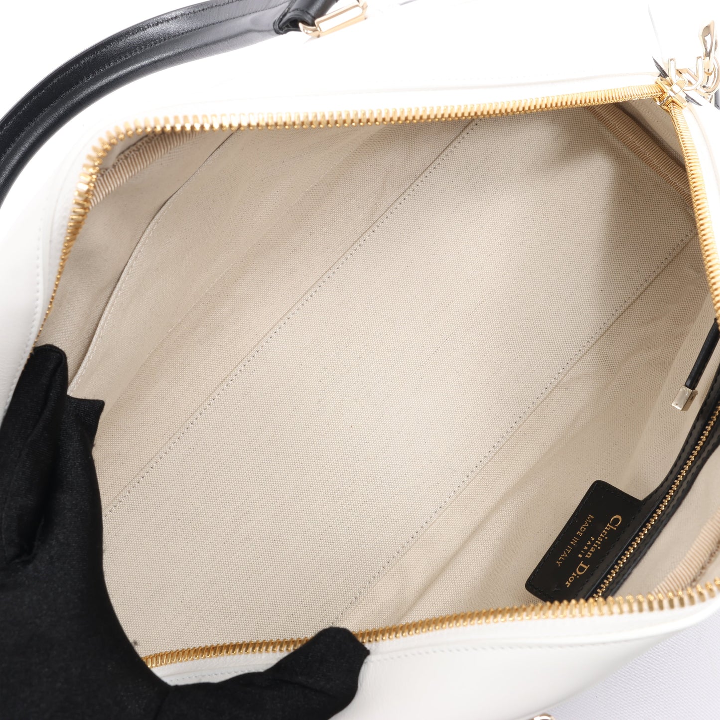 Christian Dior Große Dior Vibe Bowlingtasche mit Reißverschluss in Schwarz x Weiß