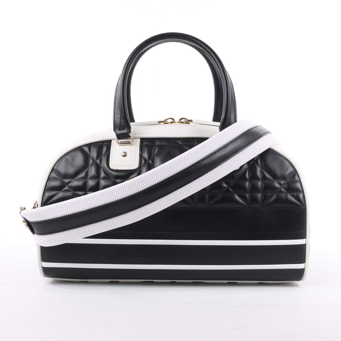 Christian Dior Große Dior Vibe Bowlingtasche mit Reißverschluss in Schwarz x Weiß
